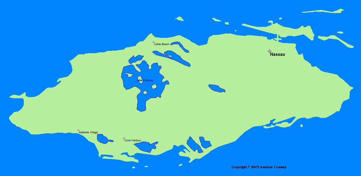 Outline map of Nassau Bahamas